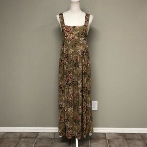 EUC Vintage Moda Int’l rayon 90’s grandmacore floral jumper style maxi dress 8